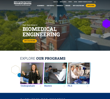Photo of a screenshot of the new homepage design for Coulter BME.