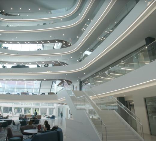 Photo of the interior lobby of the Emory HSRB II building