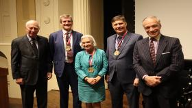 Pictured left to right are: Dan Mote, Jr., Paul Benkeser, Wendy Newstetter, Joe Le Doux, and Alex Van Adzin.