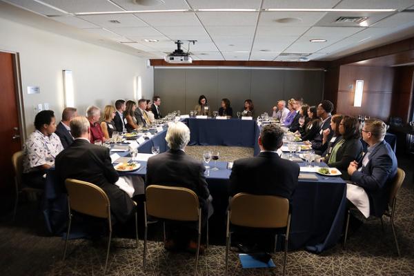 Roundtable participants gathered at the Bill Moore Student Success Center