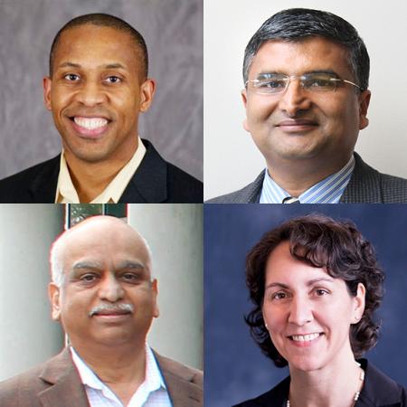 Pictured clockwise from top left: Edward Botchwey, Ph.D., Jaydev Desai, Ph.D, Machelle Pardue, Ph.D., Sathya Gourisankar, Ph.D.