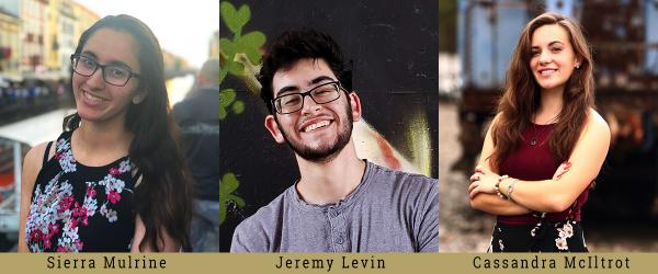 Undergraduate BME students Sierra Mulrine, Jeremy Levin, and Cassandra McIltrot.