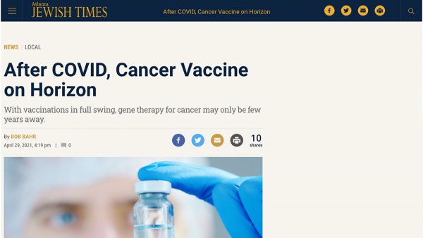 The Atlanta Jewish Times explored how the same technology that led to rapid development of Covid-19 vaccines could also lead to vaccines for cancer, turning to Regents Professor Mark Borodovsky for his expertise.
