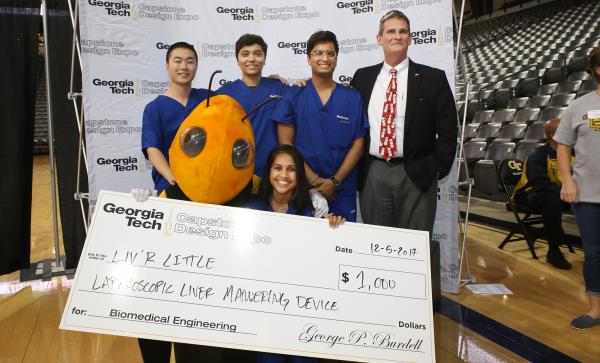 Student team “Liv’R Little” won in the biomedical engineering category at last night’s Fall 2017 Georgia Tech Capstone Expo