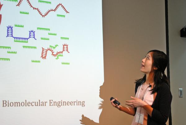 Christine He delivers the opening presentation of the 2017 Suddath Symposium at the Petit Institute for Bioengineering and Bioscience.