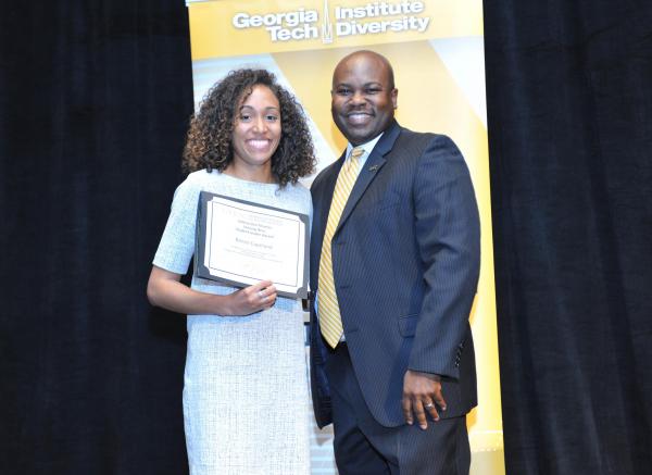 Two special honors were also conferred: the Georgia Tech Black Alumni Organization (GTBAO) Unsung Hero Award and OMED Student Mentor Award. Renee Copeland, a biomedical engineering undergraduate student, received the Unsung Hero Award. “I am thankful to GTBAO for this award, and I credit support from OMED for this achievement,” said Copeland, who plans to pursue a graduate degree in public health.