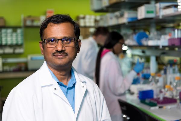 Krishnendu Roy, Robert A. Milton Chair and professor in the Wallace H. Coulter Department of Biomedical Engineering at Georgia Tech and Emory University, is leading the cell manufacturing initiative. (Credit: Rob Felt)