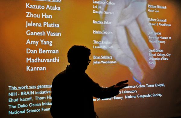 Vincent Pieribone of Yale University, one of the neuroscience thought-leaders on hand for the Suddath Symposium, presents his research.