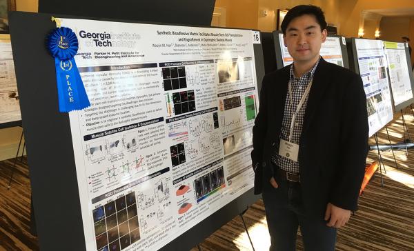 Georgia Tech postdoctoral researcher Woojin Han won the poster competition. 