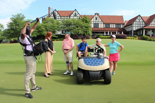 Bobby Jones IV at the golf car unveiling at the historic East Lake Golf Club before the Bobby Jones Classic tournament begins.