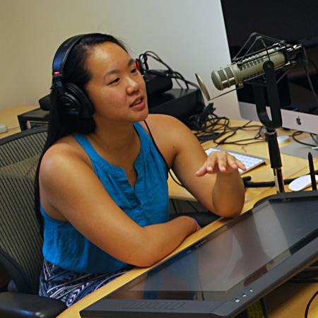 Candice Cheung, BME undergrad, at the mic.