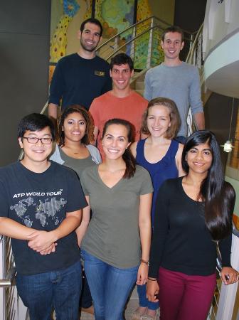 Here's most of the grad students that made the whirlwind trip to Genentech. Alexandra Atalis (featured in the story) is front row, center. Erin Edwards (also featured) is in the second row, right.